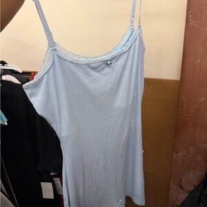 SKIMS Soft Blue Bodysuit with Lace Detail